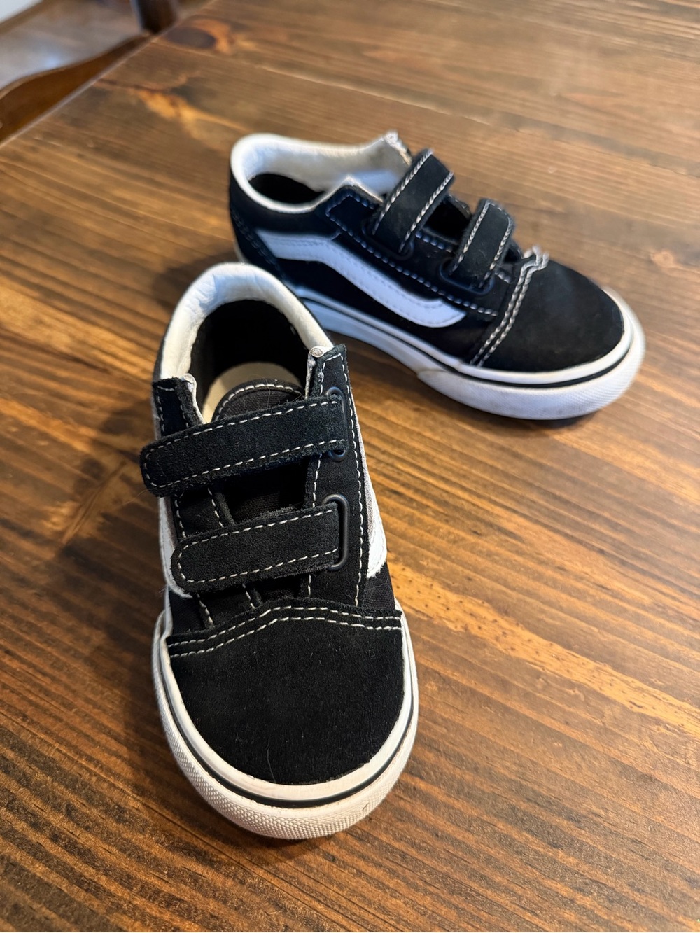 Vans Kids Black & White Velcro Skate Sneakers
